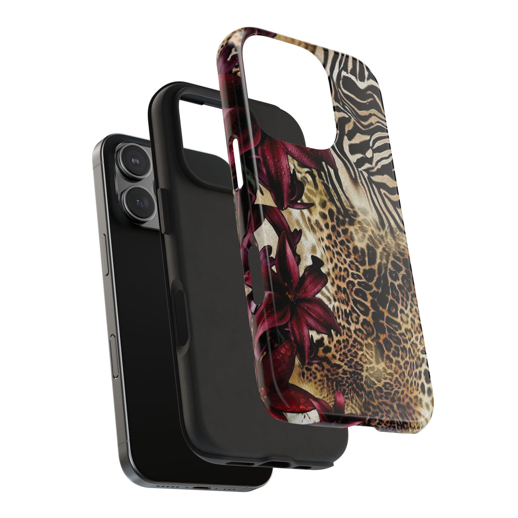 Leopard & Zebra Floral Tough Phone Case — Protective Animal Print Phone Cover