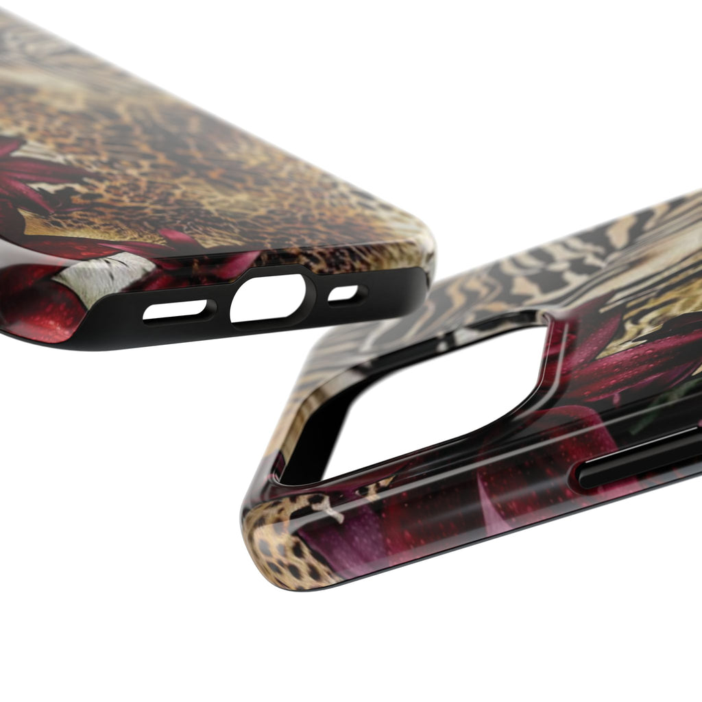 Leopard & Zebra Floral Tough Phone Case — Protective Animal Print Phone Cover