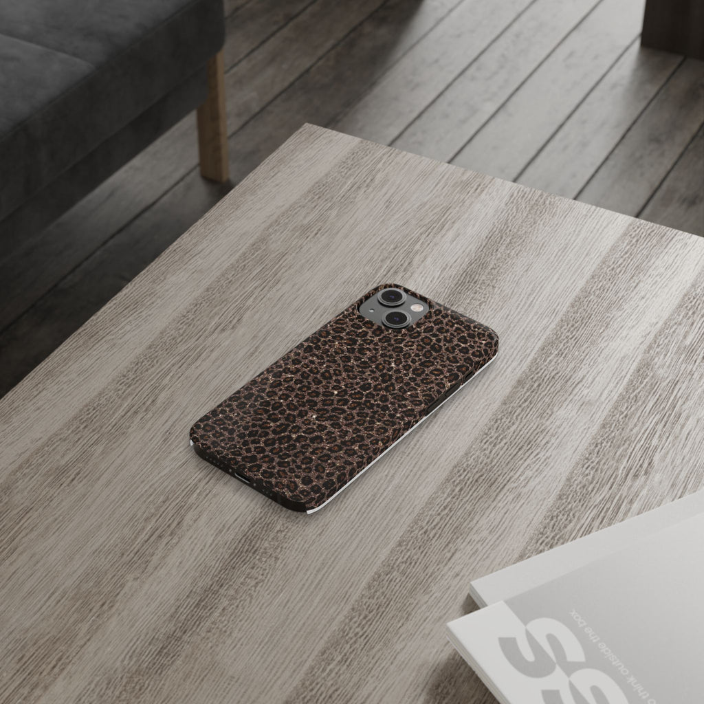 Leopard Print Slim Phone Case — Brown Animal Pattern Protective Cover