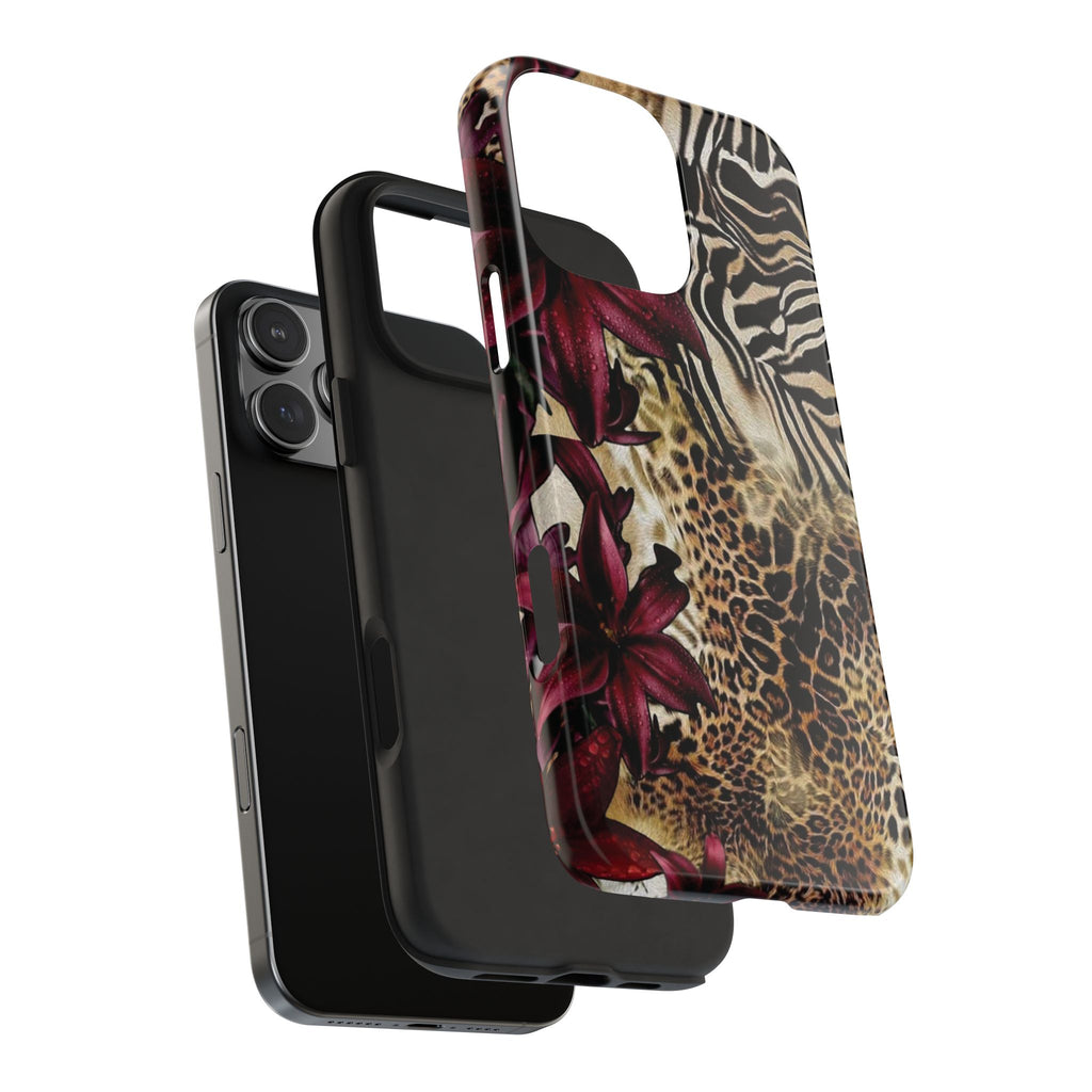 Leopard & Zebra Floral Tough Phone Case — Protective Animal Print Phone Cover