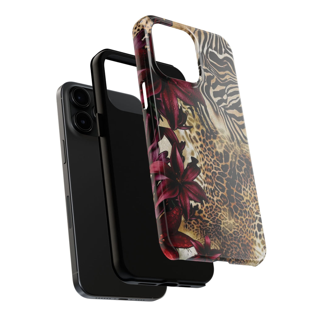 Leopard & Zebra Floral Tough Phone Case — Protective Animal Print Phone Cover