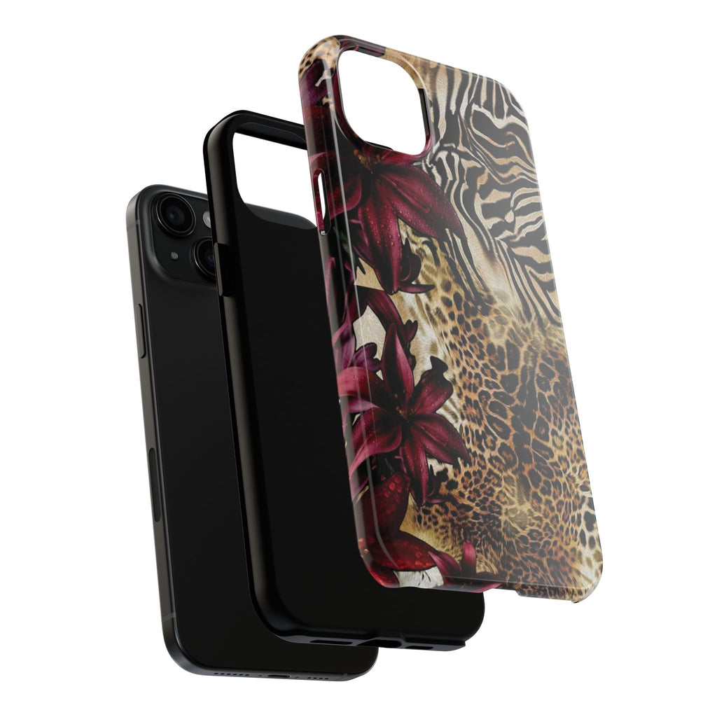 Leopard & Zebra Floral Tough Phone Case — Protective Animal Print Phone Cover