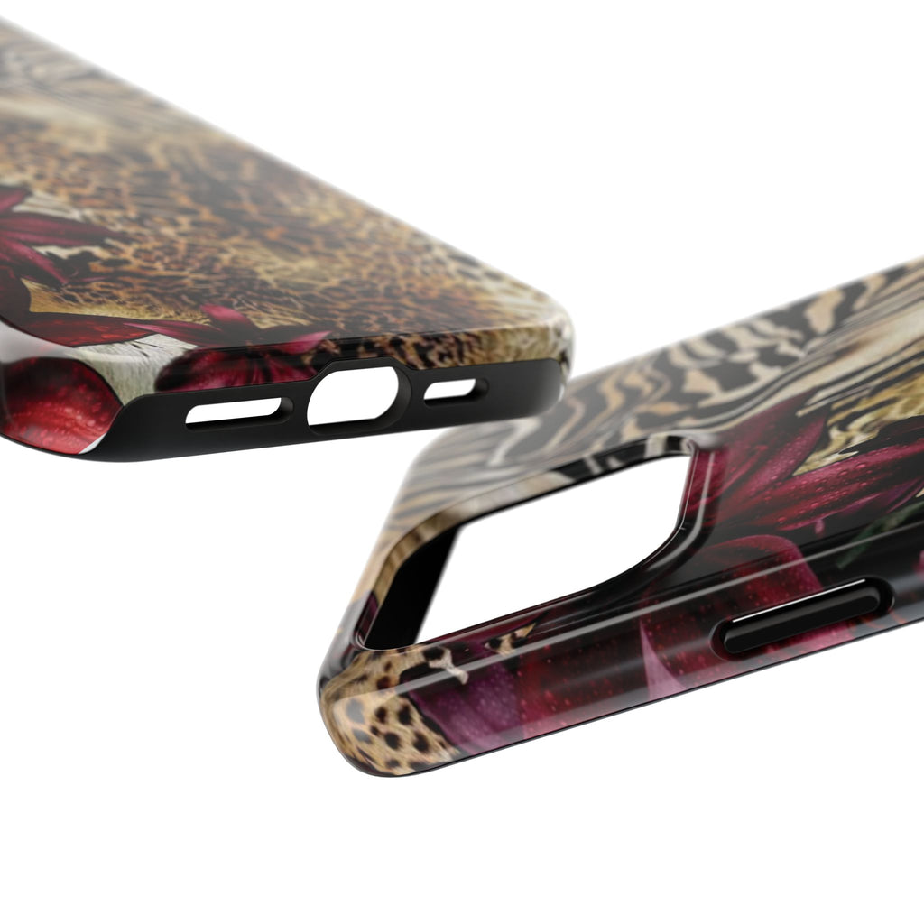 Leopard & Zebra Floral Tough Phone Case — Protective Animal Print Phone Cover